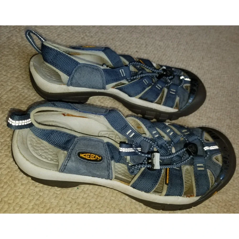 Mens Shoes-KEEN-blue 'Newport H2' adjustable bungee lacing hiking sandal-8.5
